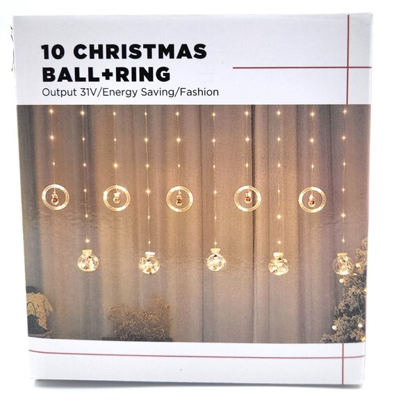 LED Christmas 100 Lamp Beads, 10 Pendants Curtain , Christmas LED String Lights - Picture 2 of 13